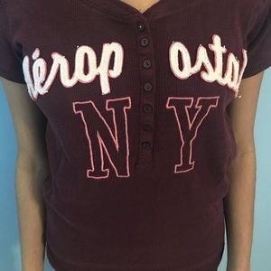 Aeropostale fitted tee embroidered maroon